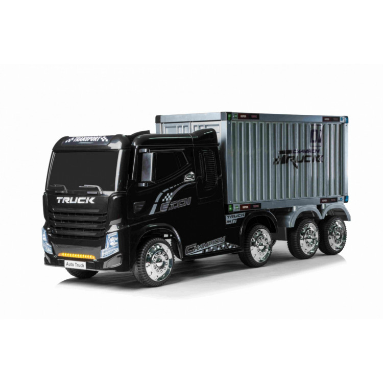 Elektrický Kamión s prívesom a kontajnerom Truck - 175x49x76cm - čierny 